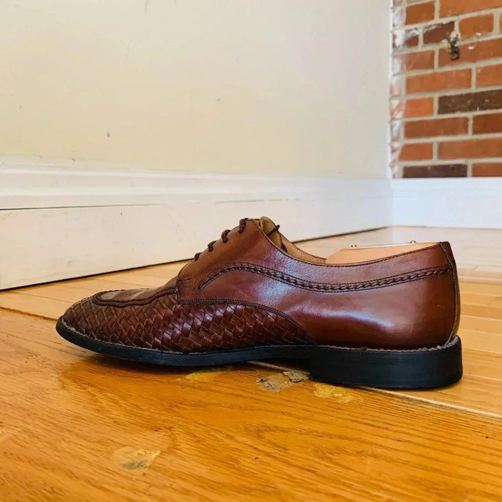 Italian Hand- Made Woven Leather 'Mezlan' Oxford Shoes Men's Size 9 W